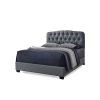 Baxton Studio CF8609-Queen-Grey Romeo Contemporary Button-Tufted Upholstered Bed